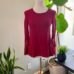 Burgundy long bell sleeve top
